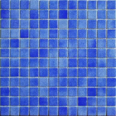 Мозаика Vidrepur С0001661 Colors 110 (на сцепке) 31.7х39.6 синяя глянцевая оттенки цвета, чип 25x25 квадратный