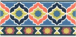 Декор Kerama Marazzi HGD\A322\16000 Алькасар Alcazar 15x7.4 синий / оранжевый глянцевый с орнаментом