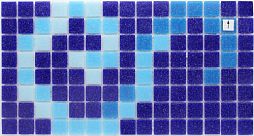 Мозаика Rose Mosaic K 09 Бордюр 17.5x32.7 голубая / синяя глянцевая с орнаментом, чип 20x20 квадратный