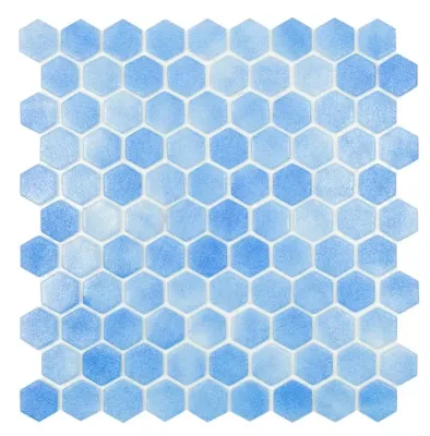 Мозаика Vidrepur С0003099 Hex № 110 Antid. (на сетке) 30.7х31.7 голубая противоскользящая, чип гексагон