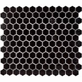 Мозаика Pixel mosaic PIX607 из керамогранита 26.5x31.2 черная матовая под камень, чип 23х26 мм гексагон