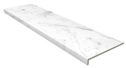 Ступень фронтальная Gres de Aragon 39388 Marble Anti-Slip Rout. Carrara Blanco 31.5x119.7 белая противоскользящая под камень