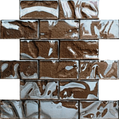 Мозаика NSmosaic S-829 EXCLUSIVE 24.8x29.8 коричневая глянцевая моноколор, чип 48x98 прямоугольный