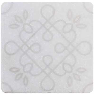 Декор Stone4Home С0002617 White Marble Motif №1 10x10 белый матовый с орнаментом