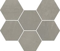 Мозаика Italon 620110000189 Континуум Айрон Гексагон / Continuum Iron Mosaico Hexagon 25x29 серая натуральная под бетон