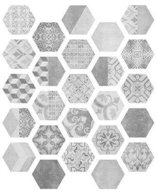 Керамогранит ITT Ceramic Nuuk Hexa 23.2x26.7 микс серый натуральный с орнаментом