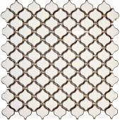 Мозаика Pixel mosaic PIX625 из керамогранита 29.5x29.5 белая глянцевая под камень, чип 35х40 мм арабески