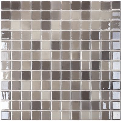 Мозаика Vidrepur С0002336 Lux 418 (на сетке) 31.7х31.7 серая глянцевая оттенки цвета, чип 25х25 квадратный