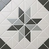 Мозаика Star Mosaic TR2-CH-BL2 / С0003195 Albion Astra Olive 25.9x25.9 серо-белая матовая геометрия, чип 40x60 мм треугольный