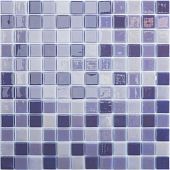 Мозаика Vidrepur 1043439 Lux 405 (на сетке) 31.7х31.7 фиолетовая глянцевая оттенки цвета, чип 25х25 квадратный