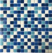 Мозаика Pixel mosaic PIX 106 из стекла 31.6x31.6 белая / синяя матовая под камень / оттенки цвета, чип 20x20 мм квадратный