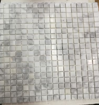 Мозаика Marble Mosaic Square 15x15 Carrara Sivec 30.5x30.5 белая полированная под камень, чип 15x15 квадратный