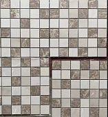Мозаика Marble Mosaic Square 23x23 Mix Stone 5 Pol 30x30 микс бежевая / коричневая полированная под камень, чип 23x23 квадратный
