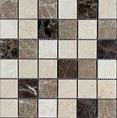 Мозаика Marble Mosaic Square 48x48 Mix Stone 1 Pol 30.5x30.5 микс бежевая / коричневая полированная под камень, чип 48x48 квадратный