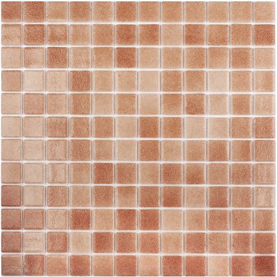 Мозаика Vidrepur С0001404 Antid. №506 (на сетке) 31.7х31.7 коричневая глянцевая / противоскользящая, чип 25x25 квадратный
