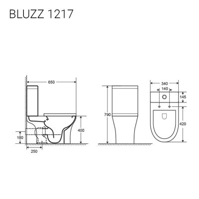 Унитаз-компакт Staro С0005300 Bluzz 1217  напольный безободковый, с сиденьем Slim микролифт, белый