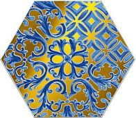 Декоративная плитка Kerama Marazzi VT/A430/24000 Талья 4 20х23.1 синяя / золотая глянцевая с орнаментом