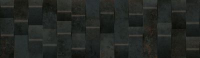 Настенная плитка Ibero-Keraben 78800828 Gravity Concept Dark 29x100 черная матовая / рельефная под металл / под бетон / штукатурку