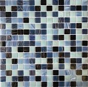 Мозаика Pixel mosaic PIX 109 из стекла 31.6x31.6 синяя / черная глянцевая под камень, чип 20x20 мм квадратный