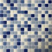 Мозаика Pixel mosaic PIX 101 из стекла 31.6x31.6 белая / синяя матовая под камень / оттенки цвета, чип 20x20 мм квадратный