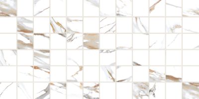 Настенная плитка ALMA Ceramica TWU09DKT014 Dakota 50x24.9 белая глянцевая рельефная под мозаику