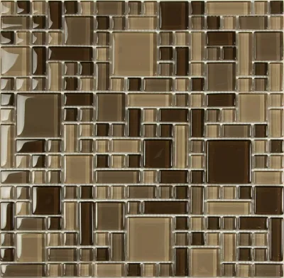 Мозаика NSmosaic S-804 EXCLUSIVE 29.8x29.8 коричневая глянцевая оттенки цвета, чипы разноформатные