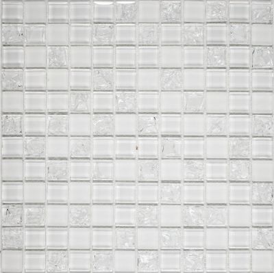 Мозаика Orro mosaic WHITE CRUSH 30x30 белая глянцевая стеклянная, чип 23x23 квадратный