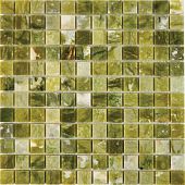 Мозаика Pixel mosaic PIX214 из мрамора Dondong 30.5x30.5 зеленая полированная под мрамор, чип 23x23 мм квадратный