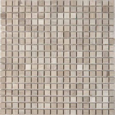 Мозаика Pixel mosaic PIX255 из мрамора White Wooden 30.5x30.5 бежевая матовая под мрамор, чип 15х15 мм квадратный