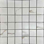 Мозаика Velsaa RP-142899-03 Satvario Gold Satin Mosaic 30х30 белая сатинированная под мрамор, чип 47x47 мм квадратный