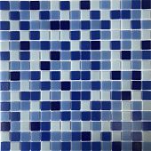 Мозаика Pixel mosaic PIX 104 из стекла 31.6x31.6 синяя / голубая матовая под камень / оттенки цвета, чип 20x20 мм квадратный