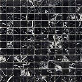 Мозаика Pixel mosaic PIX251 из мрамора Black majesty 30.5x30.5 черная полированная под мрамор, чип 23x23 мм квадратный