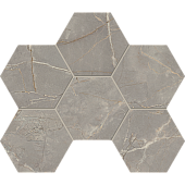 Мозаика ESTIMA Mosaic/BR03_PS/25x28,5/Hexagon Bernini Grey 25x28.5 серая полированная под камень, чип гексагон