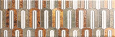 Настенная плитка Mainzu PT03242 Bellagio Arco Caramel 10x30 коричневая глянцевая с орнаментом