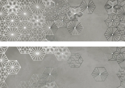 Декоративная плитка Ibero-Keraben 78800266 Dec Debod Grey 50x75 серая под бетон / штукатурку матовая орнамент / металл
