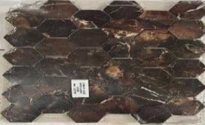 Мозаика Velsaa RP-152217-03 Copper Slab Black 48 Hexagone mosaic 30.9x32.2 коричневая полированная под мрамор, чип 48x48 мм шестиугольный