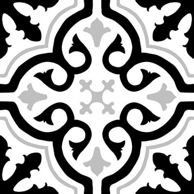 Керамогранит Kerlife Small Tile Pav Cement-M grace black 20x20 черно-белый глазурованный матовый с орнаментом