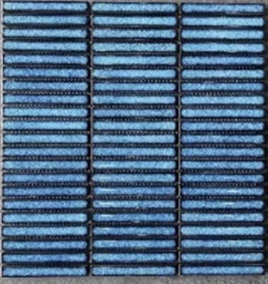 Мозаика Marble Mosaic Ceramic Kit-Kat Ocean Pol 28.2x29.4 синяя полированная под камень, чип 12x92 прямоугольный