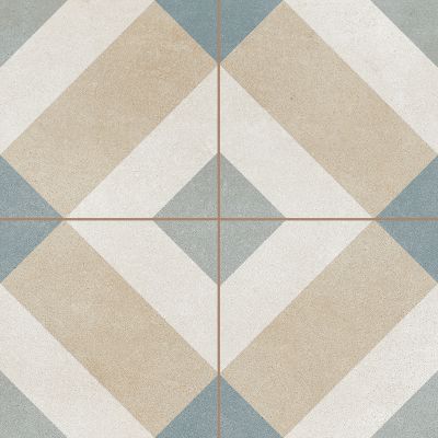 Напольная плитка Dvomo С0005404 Timeless Geometric 45x45 бежево-голубая гладкая матовая с орнаментом