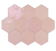 Настенная плитка WOW 122082 Zellige Hexa Pink 10.8x12.4 кремовая глянцевая под камень