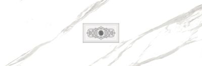 Декоративная плитка Eurotile Ceramica 687 Insomnia 89.5x29.5 белая глянцевая под камень с орнаментом