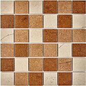 Мозаика Pixel mosaic PIX604 из керамогранита 30.6x30.6 бежевая / коричневая матовая под камень / оттенки цвета, чип 48х48 мм квадратный