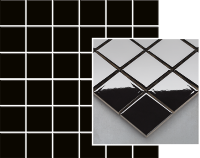 Мозаика Paradyz Altea Nero Mozaika Prasowana K. 29.8x29.8 G1 черная глянцевая моноколор, чип 48x48 квадратный