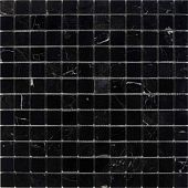 Мозаика Pixel mosaic PIX245 из мрамора Nero Marquna 30x30 черная полированная под мрамор, чип 23х23 мм квадратный