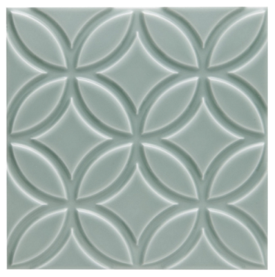 Декор Adex ADNE4147 Neri Relieve Botanical Sea Green 15x15 серо-зеленый глянцевый орнамент