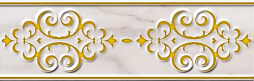 Бордюр Italon 600090000370 Charme Evo Calacatta Listello Deluxe / Шарм Эво Калакатта Бордюр Делюкс 8x25 белый / золотой матовый с орнаментом