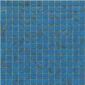 Мозаика ROSE MOSAIC G16 Gold Star (размер чипа 20x20 мм) 32.7x32.7 голубая глянцевая авантюрин