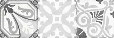 Настенная плитка ALMA Ceramica TWA11COR017 Costa Rica 60x20 белая / серая матовая с орнаментом / пэчворк