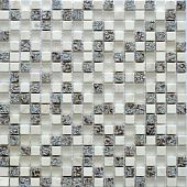 Мозаика ТОНОМОЗАИК ООО стеклянная и стеклянная с камнем ASS 11 30х30х8 чип 15х15 (0.09м) белая комбинированная