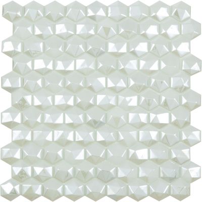 Мозаика Vidrepur С0002686 Hex Diamond 350D (на сетке) 31.7x30.7 белая глянцевая 3D узор, чип гексагон
